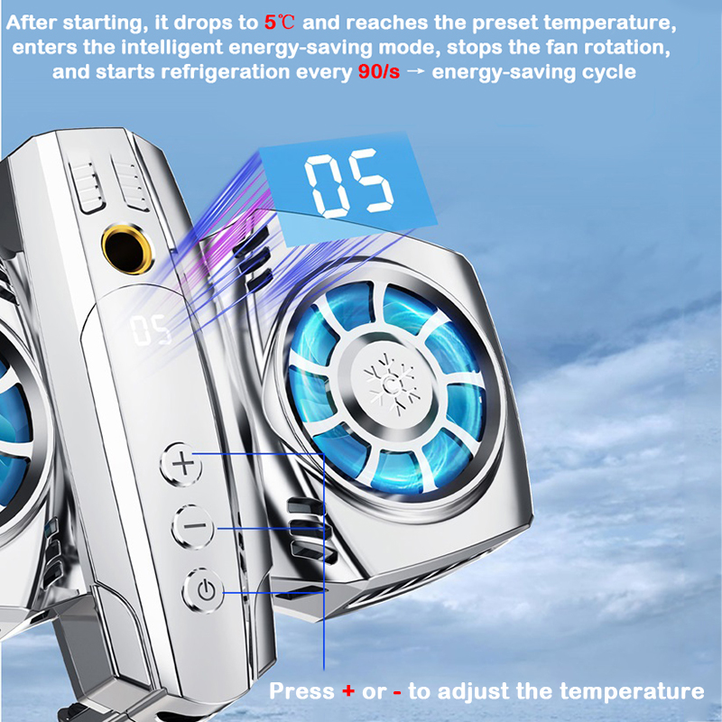 Tongdaytech przenośny telefon Usb Cooler półprzewodnikowy podwójny wentylator chłodnicy z wyświetlaczem temperatury Smartphone gra Radiator