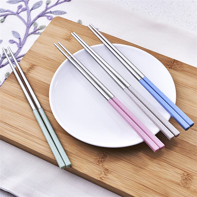 Vacclo Stainless Steel Chopsticks Eco-friendly Mildew Proof Sticks Delicate Domestic Kitchen Tableware for Food Rice Cutlery