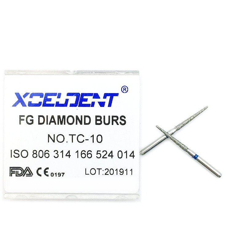 10 stk diamantborer dental  fg 1.6mm højhastighedsbor til højhastigheds håndstykke medium tc -10
