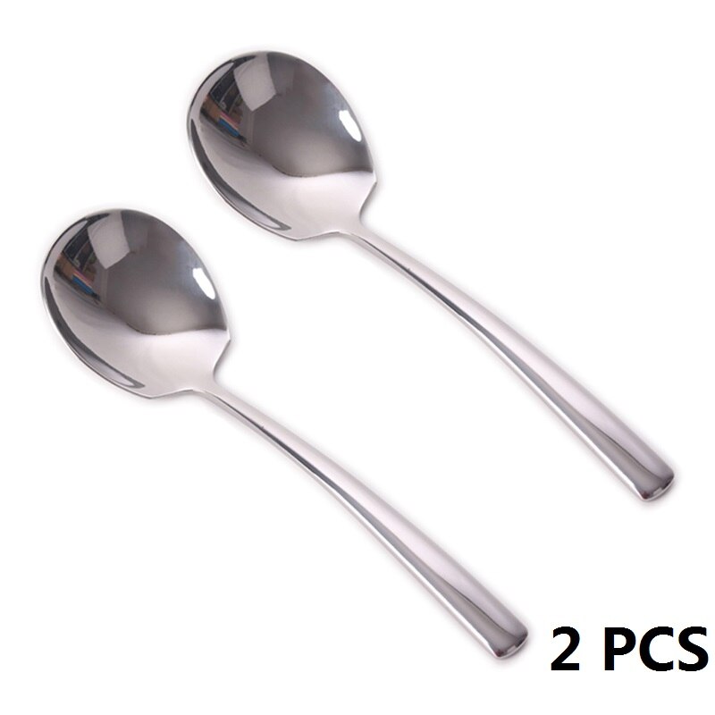 Buffet grande de acero inoxidable de 8,5 pulgadas, cuchara de espesor para servir sopa, arroz, cena, cucharada grande, cubiertos para restaurante, 1-2 Uds.: 2pcs Serving Spoon