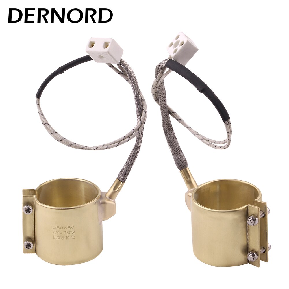 DERNORD 220v 280w / 130w 2pcs Electric Copper Barrel Brass Band Heater for Extruder: 280W ID50X40mm 2pcs