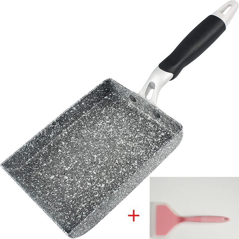 Keuken Pan Vierkante Non-stick Gebakken Eieren Pannen Japanse Stijl Koekenpan Gebakken Eieren Pannen Maker Ontbijt Pot mini Fornuis Pan: Pot with spatula C