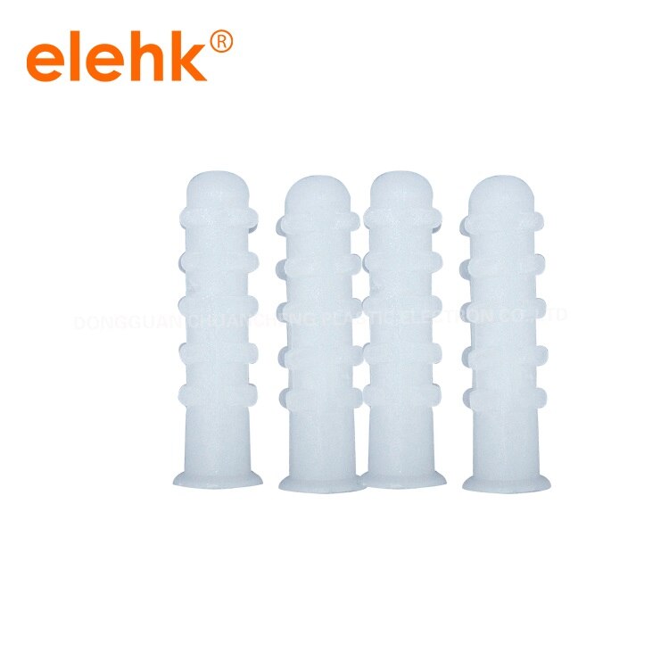 6 x 30 mm hvit/grå plast veggplugger hullbor 30mm pe materiale