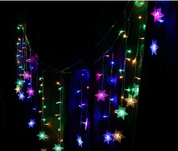 3.5m led jääpuikko 96 led verho keiju merkkijono valo lumihiutale led jouluseppele valo häihin kodin ikkunajuhlat 110v 220v: Monivärinen / Ac220v eu pistoke