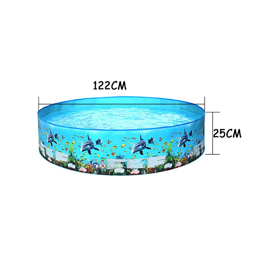 Marine Pattern Swimming Pools Outdoor Backyard Foldable Kids Water Pool Outdoor Water Floating Family Swimming Pools: 122x25cm