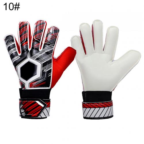 Adult Kids Soccer Goalkeeper Football Latex Slip Gloves Anti-Collision Goalie Full Finger Hand Protection Gloves: Red Size 10