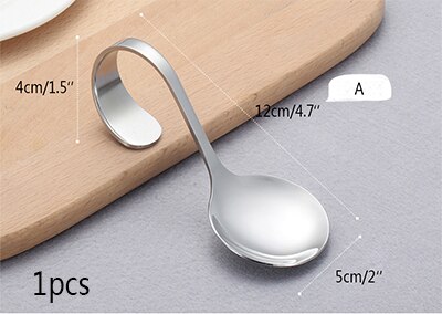 Stainless steel Salad spoon set Curved Handle Dinner Serving Soup Salad Spoon Public Dinnerware Cutlery Kitchen Buffet Tools: 1ps A Spoon