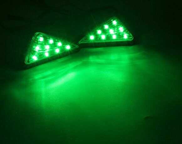 Fuleem-señal de giro para motocicleta, accesorio Universal para Moto, triangular, resistente al agua, 9 luces LED, 12V, 2 unidades: Green