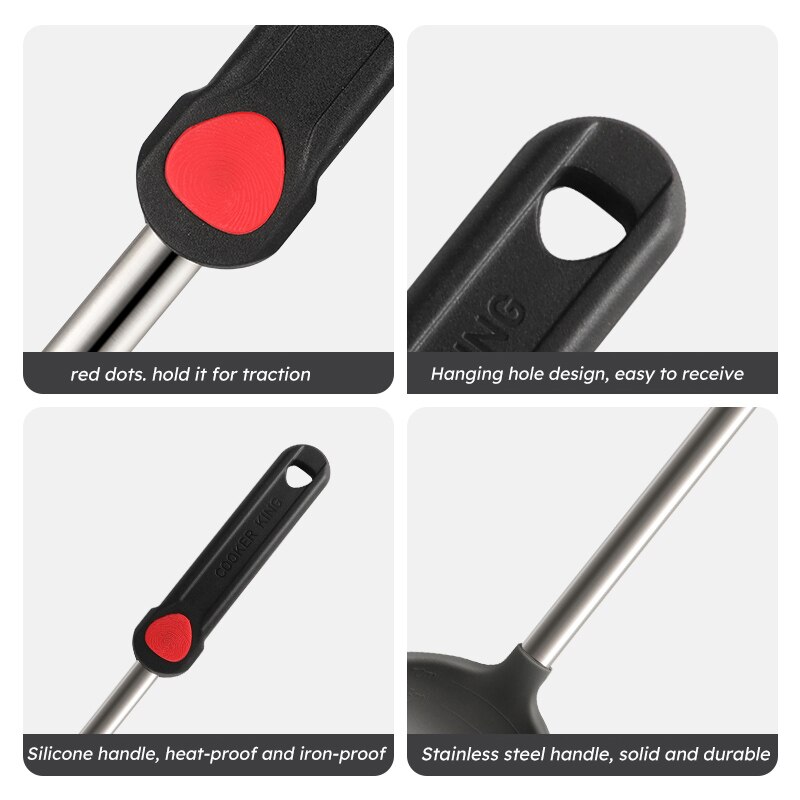 COOKER KING Silicone Ladle Heat Resisitance Kitchenware Scoop Spoon Safe Kitchen Cooking Tool Non-Toxic Material Dipper