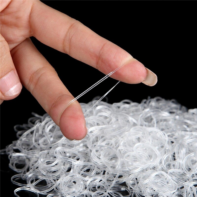 1000 unidades/pacote transparente cabelo elástico corda de borracha banda para as mulheres meninas amarrar rabo de cavalo titular acessórios ferramentas estilo do cabelo