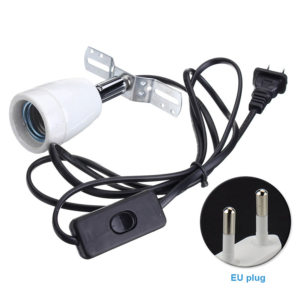 Heating Bulb Base Durable Ceramic Socket Lamp Holder E27 400W With Switch Clip For Lizard Tortoise Safe Rotatable Reptile Cage