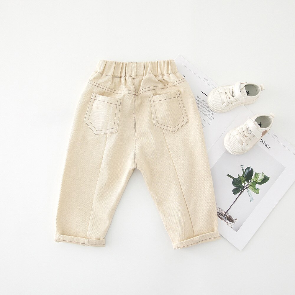 WLG-jeans d'automne pour garçons et filles | Pantalons en denim pour enfants, bleu et beige, à la , pour bébés