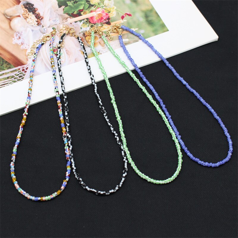 Bohemia Colorful Seed Beads Initial Choker Women Colar Collar Necklace Fashion Beach Femme Jewelry Gift Wholesale