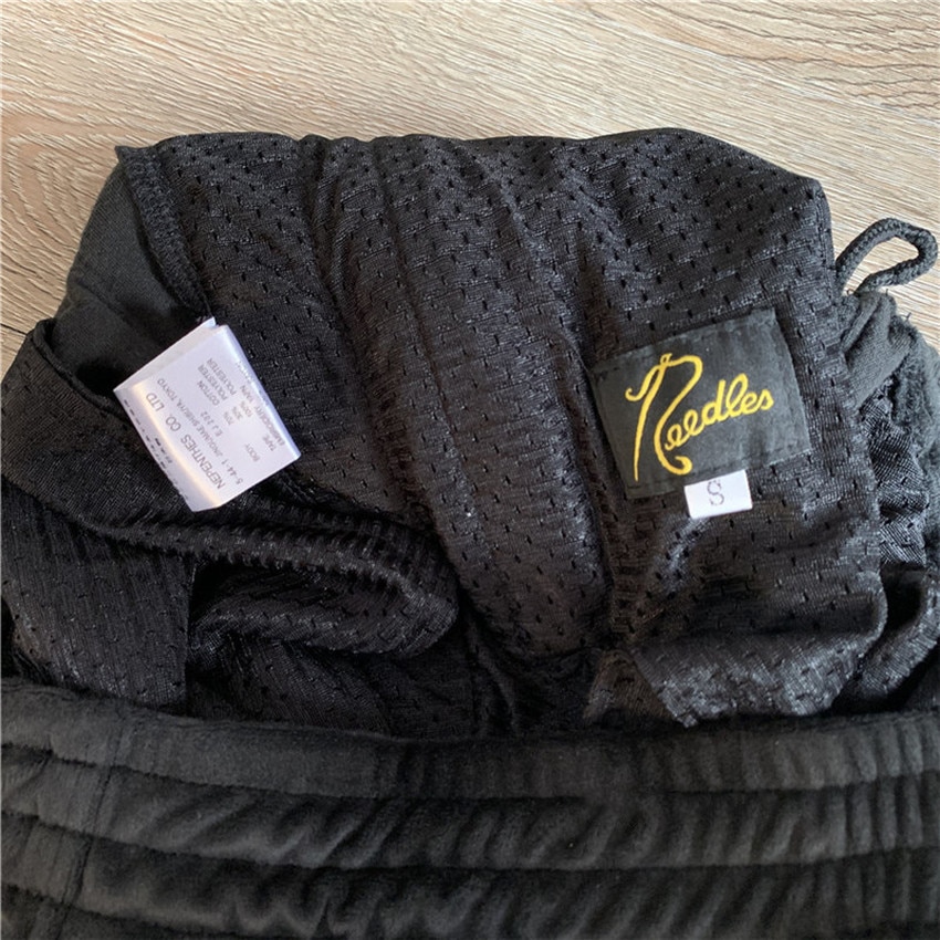AWGE Needles Pants Men Women Streetwear Striped Needles Sweatpants Butterfly Embroidery Joggers AWGE Trousers Inside Tag