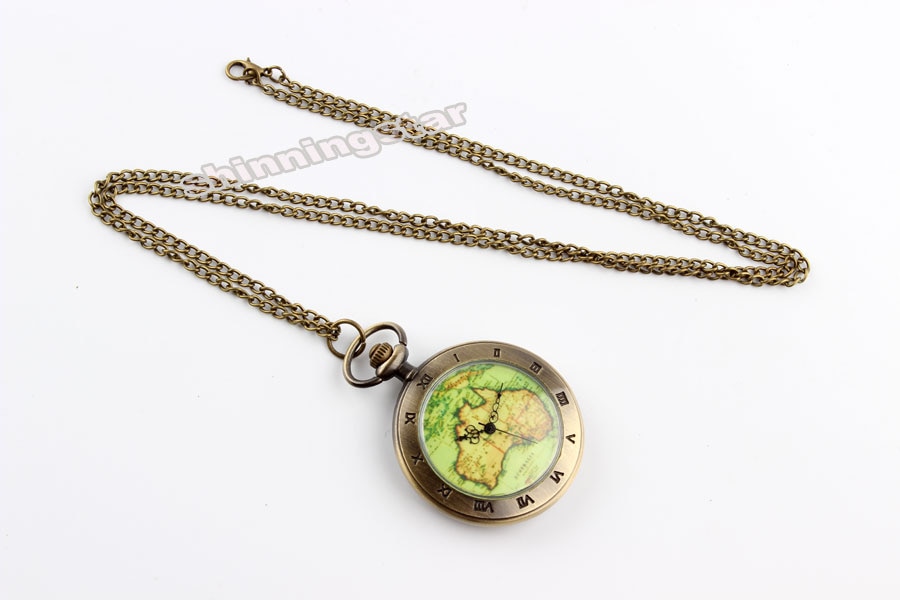 Womens Mens Quartz Pocket Watch 1pcs Vintage Watch Necklace Retro Australia Map Watch Pendant Clock On Chain