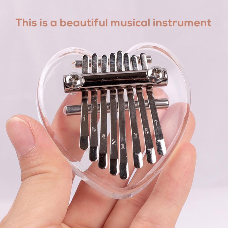 2021 Hot 8 Key Mini Kalimba Finger squisito pollice pianoforte musicale Marimba strumento musicale in legno acrilico ciondolo buon regalo