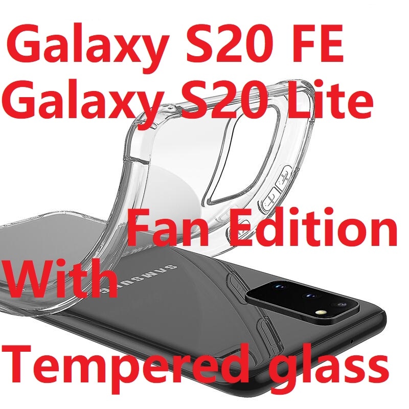 Transparente para Samsung Galaxy S20 FE caso + vidrio templado TPU Gel suave caja de piel S20 edición Galaxy S20 Lite funda