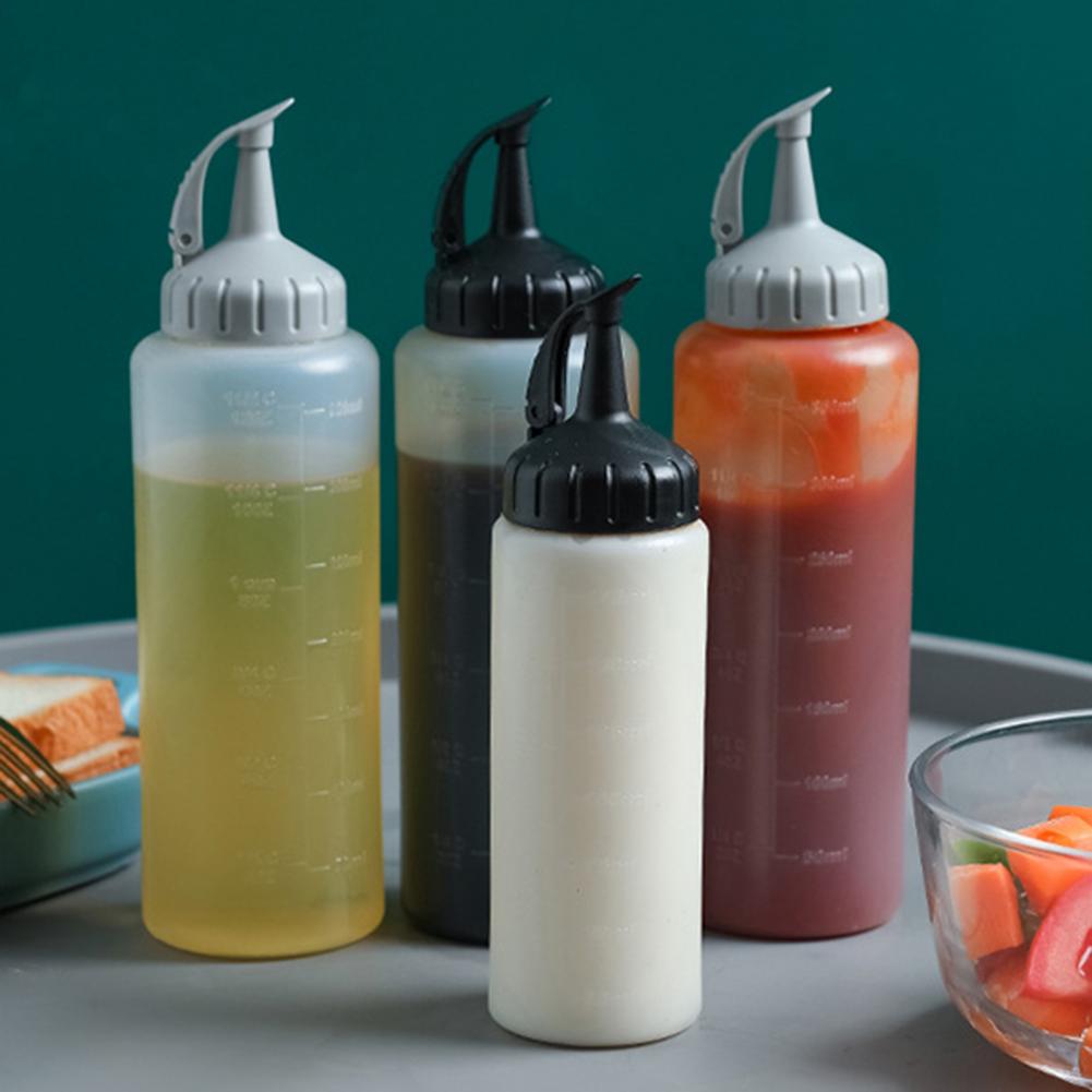 175ML/350ML Squeeze Bottle Wide Mouth Easy to Clean Plastic Squirt Bottles with Cap Household Supplies