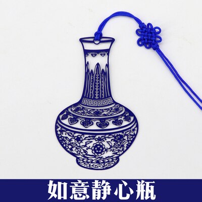 Metalen blauw en wit porselein chinese klassieke stijl paperclips grappige kawaii bladwijzer briefpapier markeerclip kinderen: C