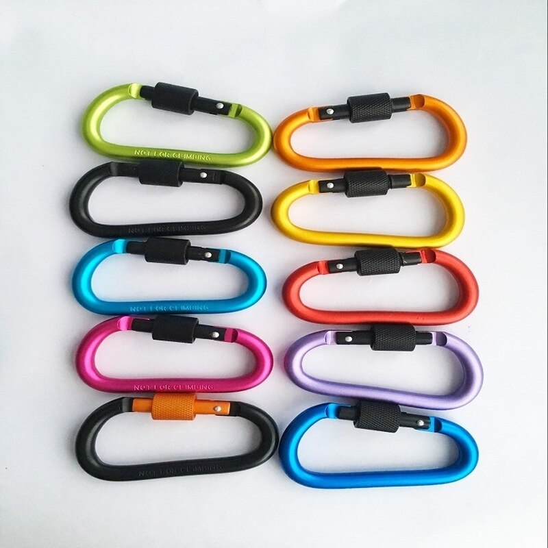 8cm Aluminum Carabiner D-Ring Key Chain Clip Camping Keyring Snap Hook Outdoor Travel Kit