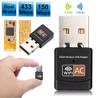 Usb-adapter wifi 2.4 ghz 5 ghz 600 mbps wifi antenn dubbelband 802.11b/ n/g/ac mini trådlös dator nätverkskort mottagare