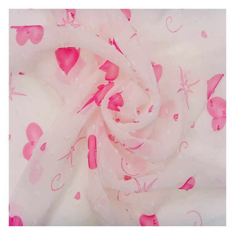Tela de gasa con estampado de corazones y puntos suaves, materiales de malla de tul para vestidos, blusa de costura para mujer y ropa para niños DIY