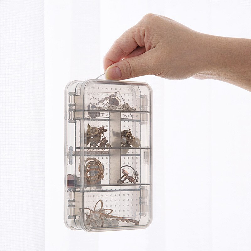 To lag plast makeup organizer dobbelt side smykkeskrin kosmetisk organizer ring rack halskæde øreringe display organizer box