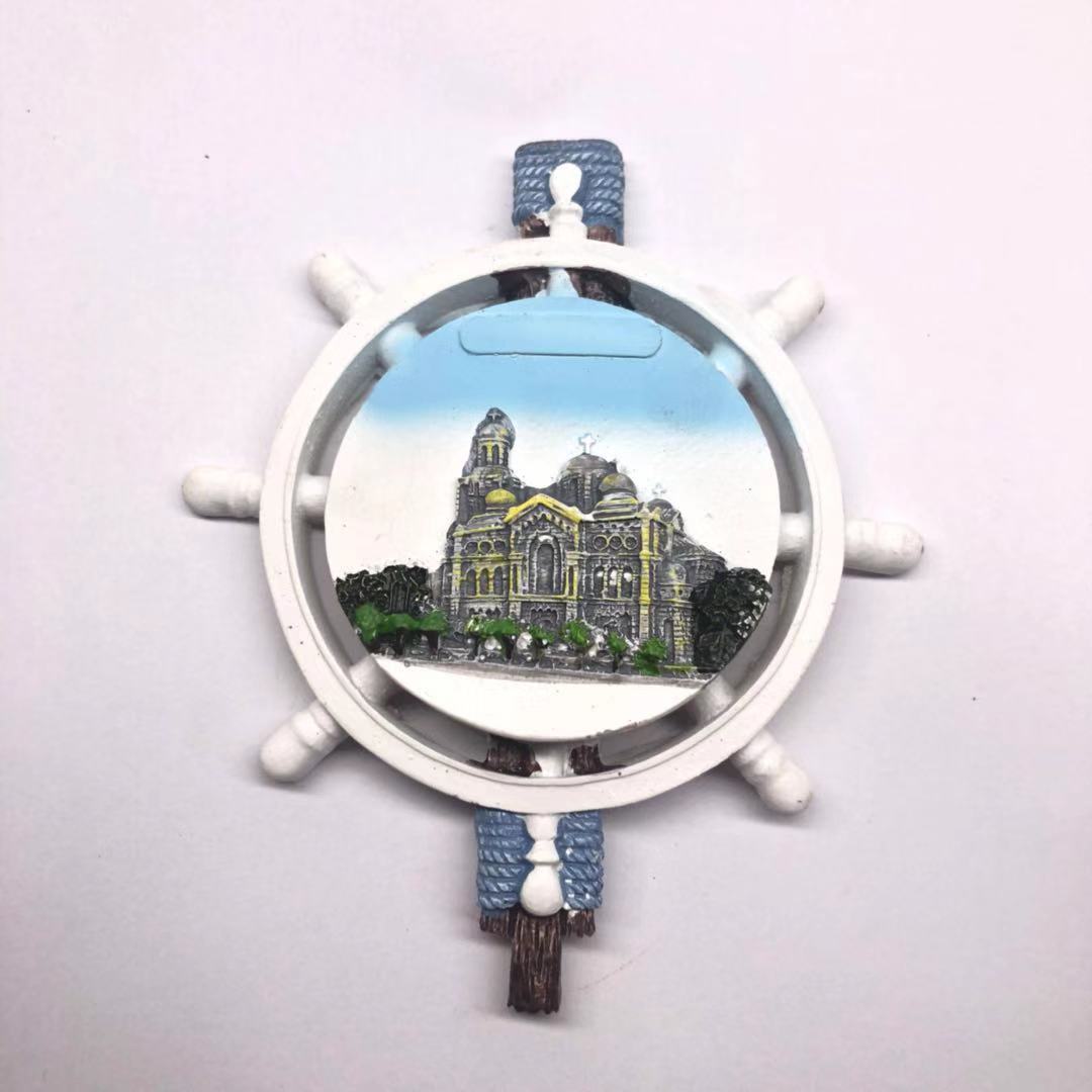 Kylskåp magnet magnetisk harts medelhavsvind fyr sjöman kapten kryssningsfartyg souvenirer kylskåp dekoration: Ratt c