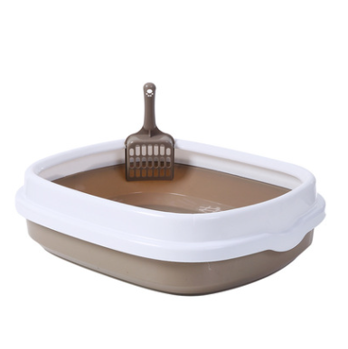 Cat Litter Box Splash-Proof Semi-Enclosed Detachable Cat Toilet With Spoon Deodorizing Cat And Kitten Cage Can Put Sandbox Suppl: Coffee