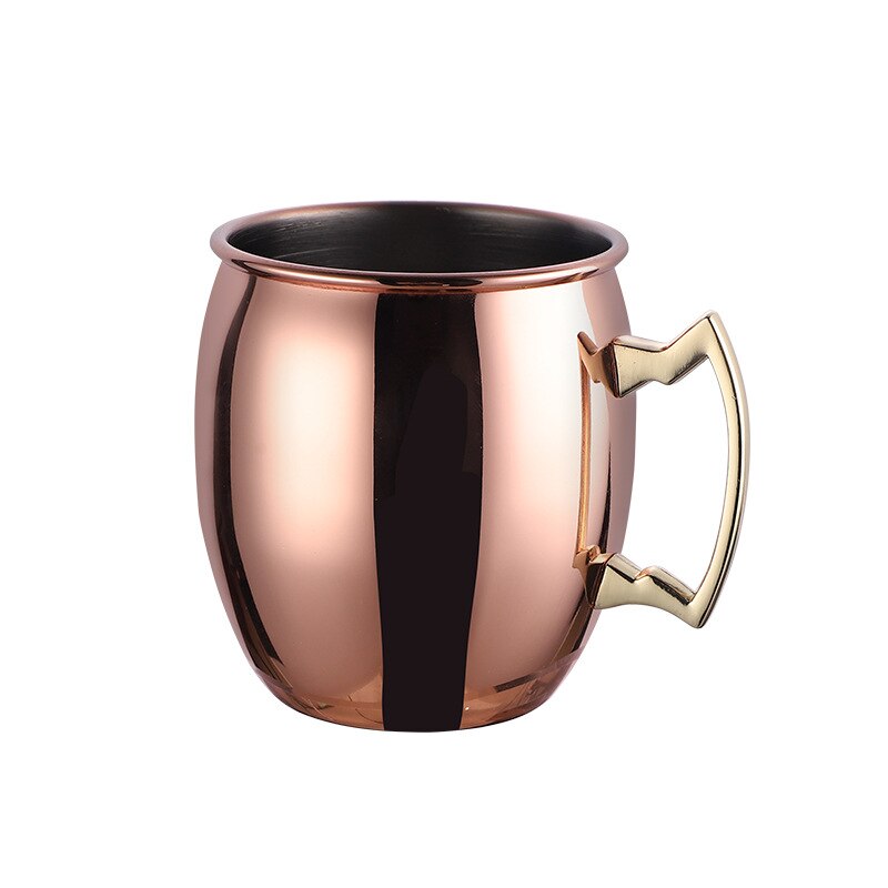 Stainless steel 304 copper plated drum beer mug mug Moscow donkey mule cup rose gold cocktail glass coffee cup: Default Title