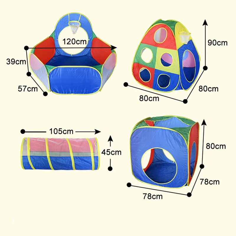 Tente de fosse à balles pour enfants, 3 en 1, avec Tunnel rampant, pour piscine, maison de jeu pour enfants