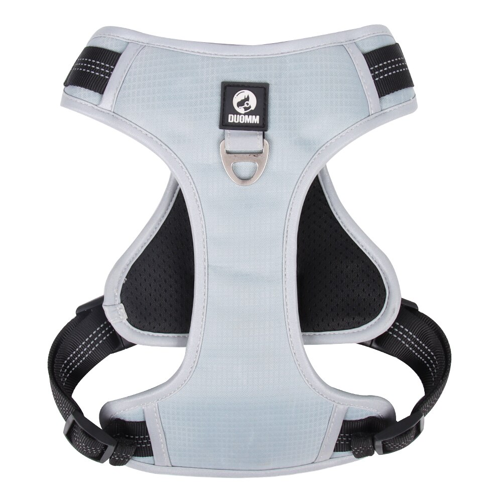 No Pull Breathable Large Dog Harness Reflective Adjustable Pet Dogs Harness Vest for Medium Big Dog Running Training Harnesses: silver black / M 50-62CM Chest