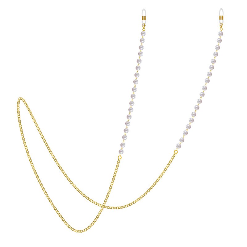1Pcs Imitatie Parel Glazen Ketting Masker Lanyard Ketting Zonnebril Zonnebril Snoeren Casual Parel Kralen Glazen Ketting