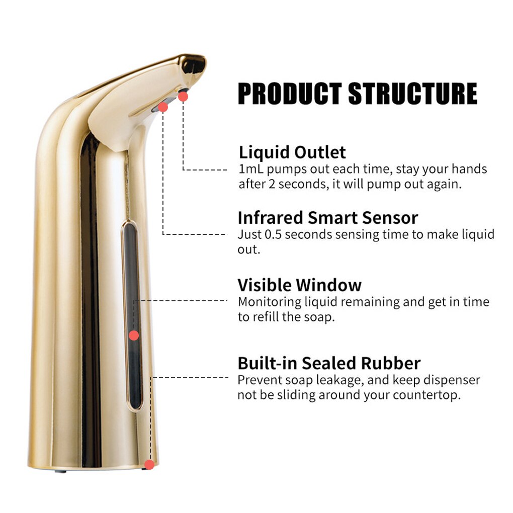 Bathroom Touchless Hand Wash Dispenser Automatic Soap Dispenser Infrared Sensor Hand Washing Tool 400ml