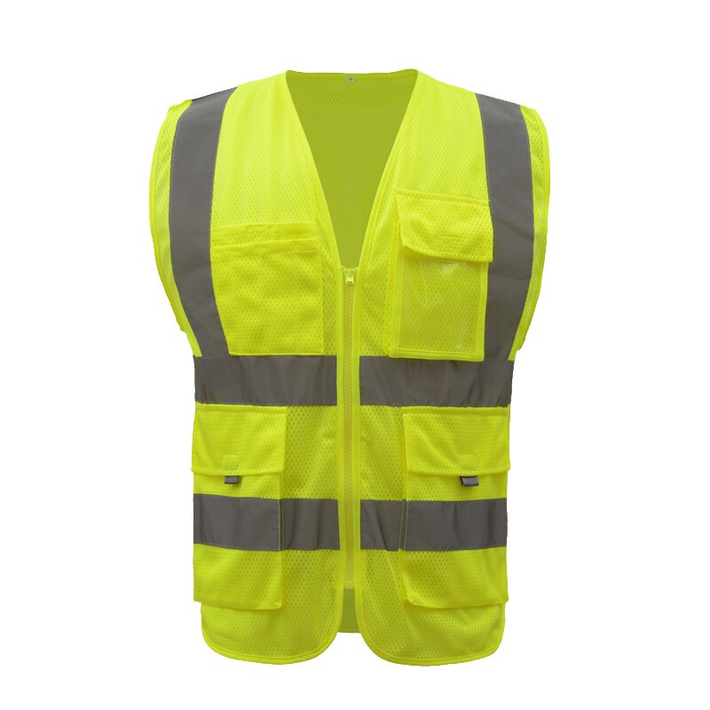 Men Hi Vis Blue Mesh Safety Vest With Reflective Stripes Construction Workwear Working Vest