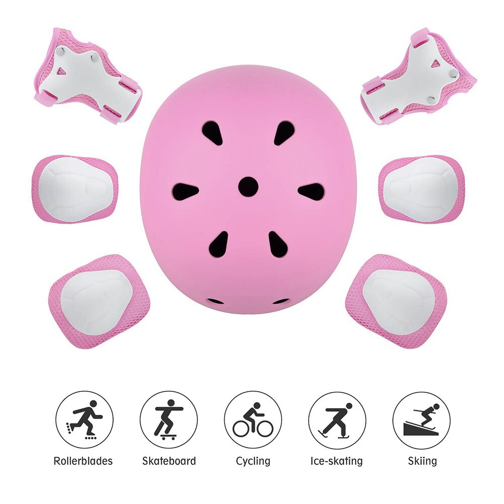 7pcs/set Cycling Roller Skating Protective Gear Pads Helmet Knee Elbow Wrist Guards Outdoor Sport Safety Protector for Kids