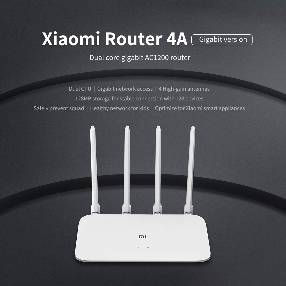 Xiaomi-Mi routeur 4A, édition Gigabit, 100/1000/2.4GHz, wi-fi 5GHz, ROM 16 mo DDR3, 64 mo 128 mo, 4 antennes, contrôle par application