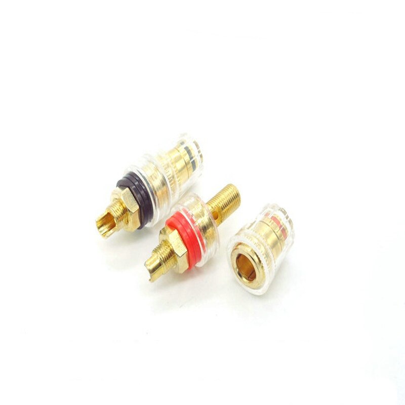 2pcs M8 gold-plated copper banana connector 4mm threaded medium amplifier speaker spade terminal binding post banana plug socket