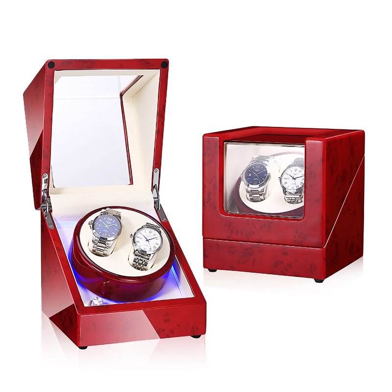 Devanadera de reloj mecánico con pantalla LED, soporte de caja de almacenamiento de joyería, agitador de Motor, rotador automático silencioso, 5 modos: Marfíl
