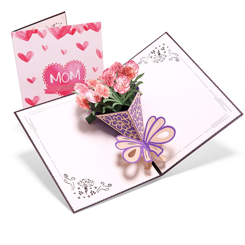 3D Pop hoch Karten Mütter Schild Karte ICH Liebe Mama Nelke Blumen Strauß Grußkarten für Vater murmeln Geburtstag karte