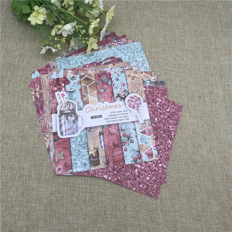 24 sheet 6"X6"Christmas patterned paper Scrapbooking paper pack handmade craft paper craft Background pad