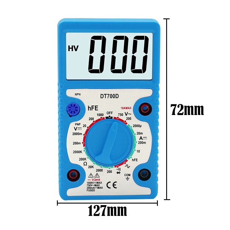 1Pcs DT700 Digital Multimeter Tester Voltmeter Measuring Current Resistance Temperature Meter AC DC Ammeter Test Lead Probe