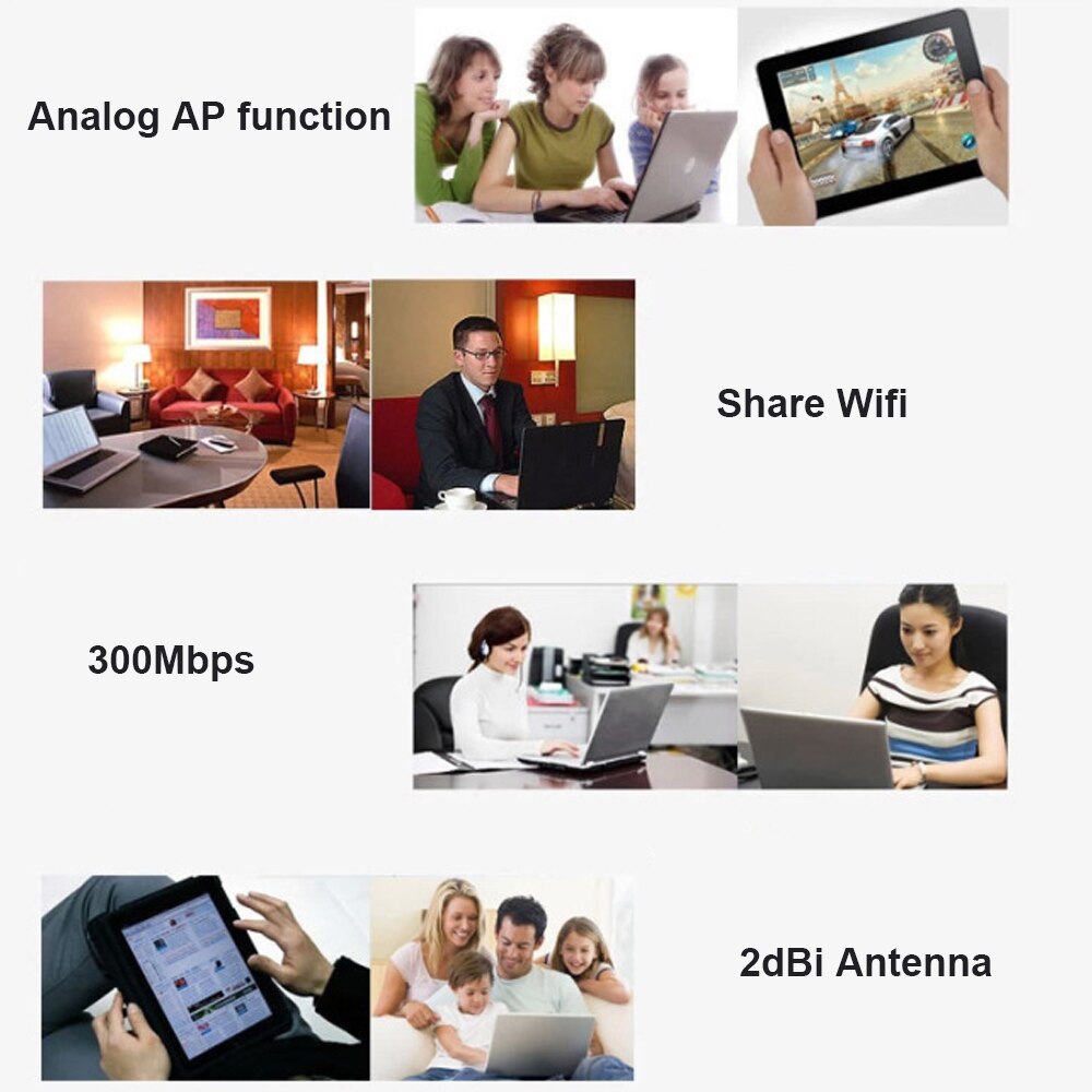 Wireless Mini USB Wifi Adapter 802.11N 300Mbps USB2.0 Receiver Dongle Network Card For Windows 7 8 10 11 Desktop Laptop