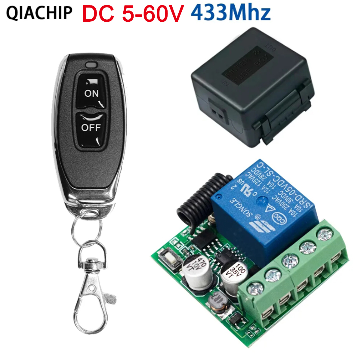 Interruptor de Control remoto inalámbrico Universal, módulo receptor de relé, Transmisor de RF, 433Mhz, 433Mhz, cc 12V, 5V-60V, 1 canal