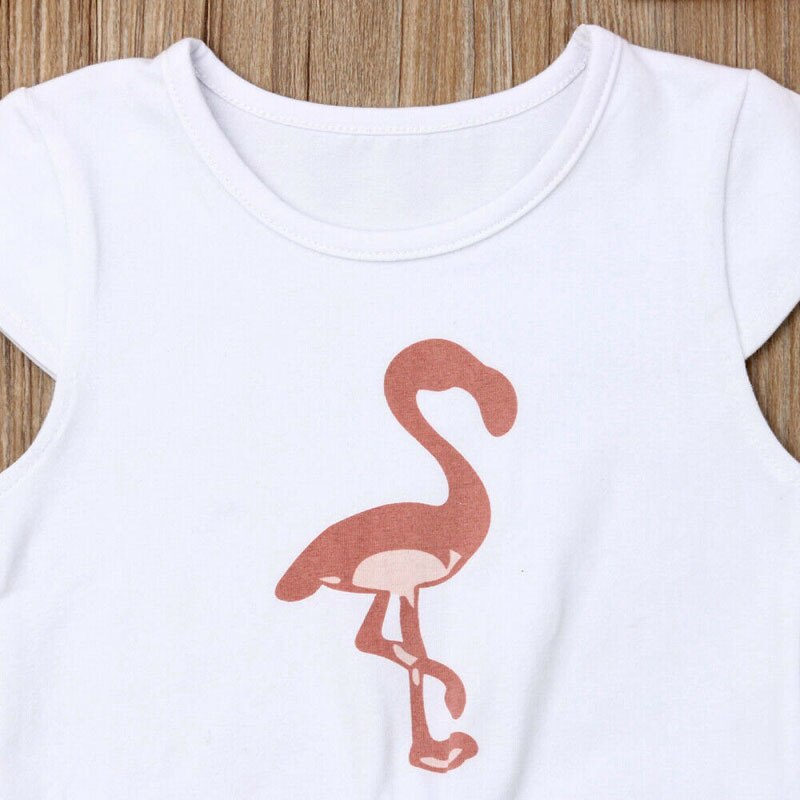 Nuovo Bambino Del Bambino Dei Bambini Del Bambino Delle Ragazze Flamingo Annodato T-Shirt Pannello Esterno Del Vestito 3 PCS Vestito Prendisole 2019 di Modo