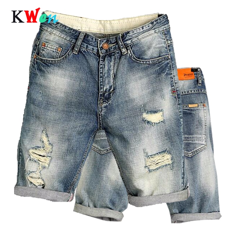 Leisure Mens Ripped Short Jeans Brand Clothing Summer Shorts Breathable Tearing Denim jogger Shorts Male