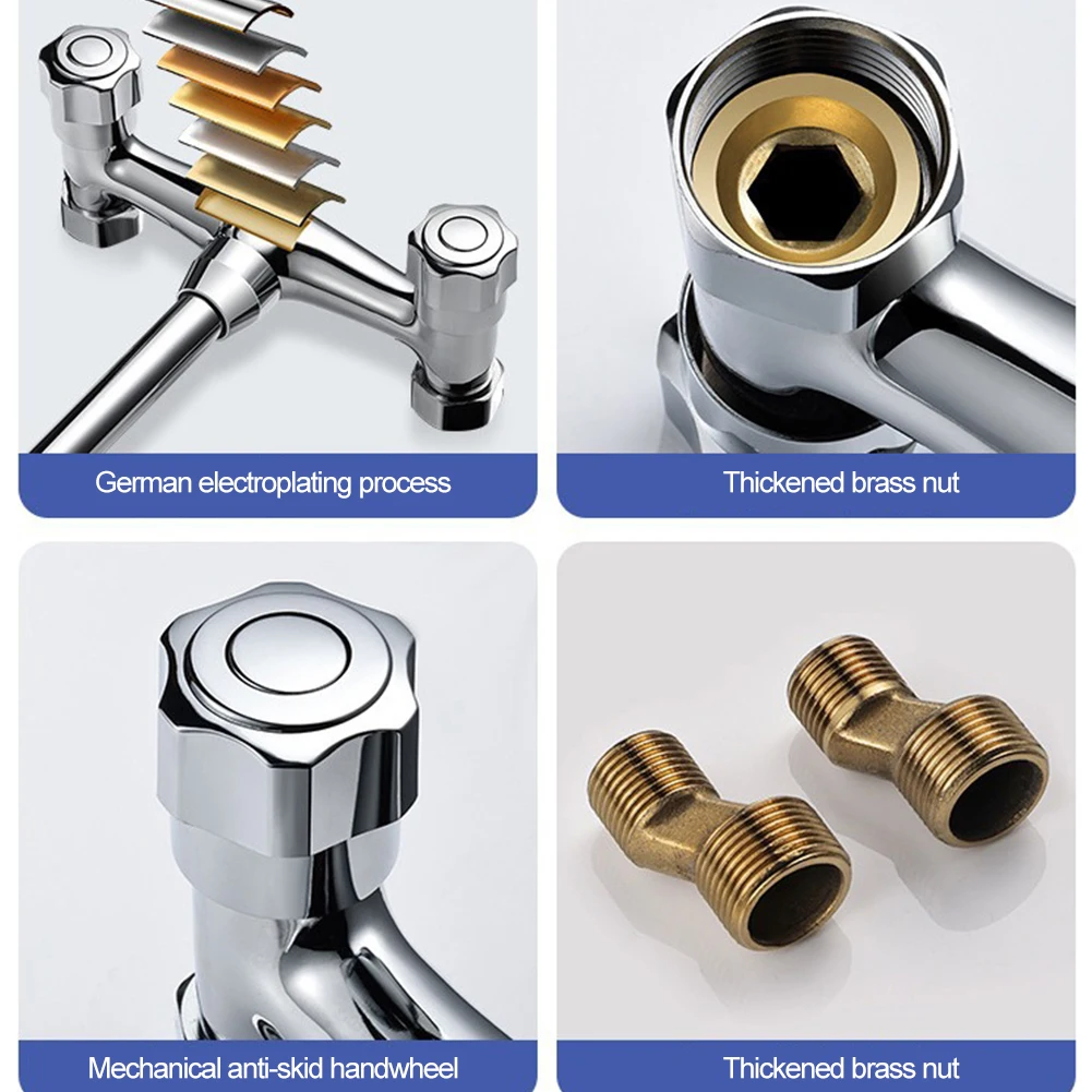 Kitchen Sink 360 Degree Swivel Double Hole Wall Mounted Sink Vegetable Basin Faucet High Pressure Brass Faucet Mixer