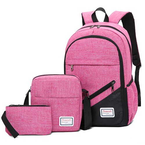 Mochila ortopédica de nylon para adolescentes, bolsa escolar masculina e feminina impermeável: pink