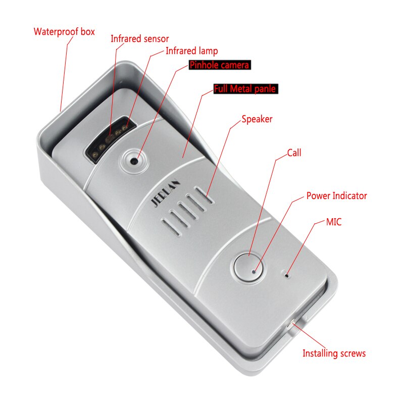 JERUAN al aire libre video intercom doorphone sistema de entrada de 700TVL IR Cámara D5