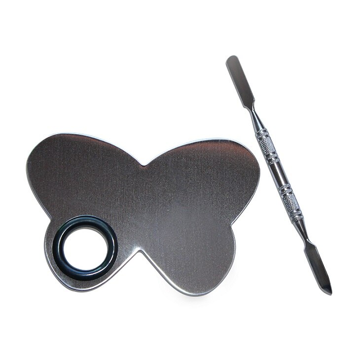 Maquillaje de acero inoxidable con forma de mariposa, espátula y paleta mezcla de sombras de ojos, herramienta cosmética con forma de mariposa: Default Title